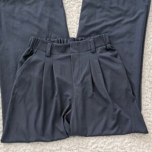 Chic Charcoal Wide Leg Pants- Similar to Halara Belted Waffle High Waisted